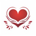 Hands supporting heart icon white background AI Generated Royalty Free Stock Photo