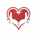 Hands supporting heart icon white background AI Generated