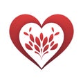 Hands supporting heart icon white background AI Generated