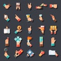 Hands Symbols Accessories Icons Set Flat Design Concept Template on Stylish Background Vector Illustration Royalty Free Stock Photo