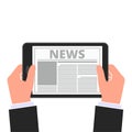 Hands Tablet News Vector Illustration