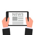 Hands Tablet News Vector Illustration