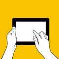 Hands with tablet pc - finger touch Royalty Free Stock Photo