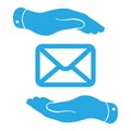 hands take care of message icon Royalty Free Stock Photo