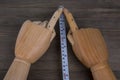 Hands and Tape measure, construction estimating tools Royalty Free Stock Photo