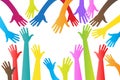 Hands teamwork around logo vector image