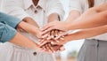 Hands, teamwork and collaboration of business people working together in cooperation for goal. Support, trust and group Royalty Free Stock Photo
