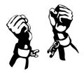 Hands tearing shackles. Vector drawing Royalty Free Stock Photo