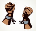 Hands tearing shackles. Vector drawing Royalty Free Stock Photo