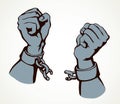 Hands tearing shackles. Vector drawing Royalty Free Stock Photo