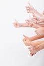 Hands of teenagers showing okay sign on white Royalty Free Stock Photo