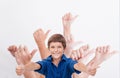 Hands of teenagers showing okay sign on white Royalty Free Stock Photo