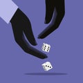 Hands throwing dice. Business risk concept