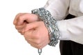 Hands tied chains Royalty Free Stock Photo
