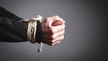 Hands tied with a rope. Concept of imprisonment Royalty Free Stock Photo
