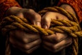 hands tied with ropes generative ai