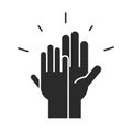 Hands together collaboration community and partnership silhouette icon