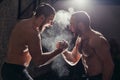 Hands together - fitness team after training - high five. togetherness concept Royalty Free Stock Photo