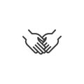 2 Hands together line icon Royalty Free Stock Photo