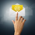 hands touch on the envelope and mail Royalty Free Stock Photo