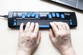 Hands touch of Focus 40 Blue Braille Display