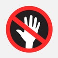 hands touch forbidden sign symbol