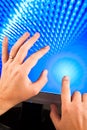 Hands touching screen Royalty Free Stock Photo