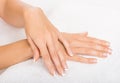 Hands on towel - Manicure Royalty Free Stock Photo