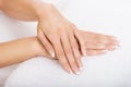 Hands on towel - Manicure Royalty Free Stock Photo