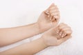 Hands on towel - Manicure Royalty Free Stock Photo