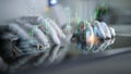 Hands of a Trader Analyzing Stock Market Data with Digital Charts and Graphs Displaying Financial Performance Metrics Royalty Free Stock Photo