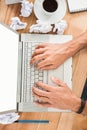 Hands typing on blank screen laptop Royalty Free Stock Photo
