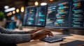 Hands Typing Code with Responsive Web Design Preview on Dual Monitors Royalty Free Stock Photo