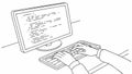 Hands typing on computer code interface, programming, vector design Generative AI Royalty Free Stock Photo