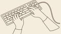 Hands Typing on Computer Keyboard Office Work Illustration, vector design Generative AI Royalty Free Stock Photo