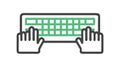 Hands typing on computer keyboard outline icon , vector design Generative AI Royalty Free Stock Photo