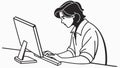 Hands Typing on Computer Keyboard, vector design Generative AI Royalty Free Stock Photo