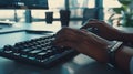 The hands typing on keyboard.AI generated image Royalty Free Stock Photo