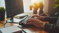 A Programmer's Hands at Work. AI generated Royalty Free Stock Photo