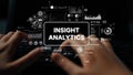 Hands Typing on Keyboard with Data Visualization and Insight Analytics Concept for Digital Analysis and Business Royalty Free Stock Photo