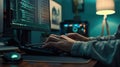 Hands Typing on Computer Keyboard. AI generated