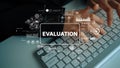 Hands Typing on Keyboard with Evaluation Graphics and Data Visualization Elements in Business and Technology Context Royalty Free Stock Photo