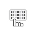 Hands typing on keyboard outline icon