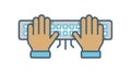 Hands Typing on Keyboard, Productive Digital Work, vector design Generative AI Royalty Free Stock Photo