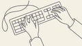 Hands Typing on Keyboard, Productive Digital Workstation, vector design Generative AI Royalty Free Stock Photo