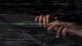 Hands Typing on Keyboard Surrounded by Lines of Code, Programming Concepts, Software Development, Computer Science Royalty Free Stock Photo