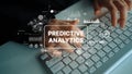 Hands Typing on Keyboard with Visual Elements of Predictive Analytics and Data Visualization Concepts. Asymptotic smart Royalty Free Stock Photo
