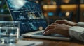 The hands typing on laptop.AI generated image Royalty Free Stock Photo