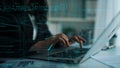 Hands Typing on Laptop with Code Elements in Background, Concept of Programming, Software Development, Technology, and Royalty Free Stock Photo