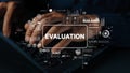 Hands Typing on a Laptop with Conceptual Digital Evaluation and Data Analysis Graphics Overlaid. Asymptotic smart data Royalty Free Stock Photo